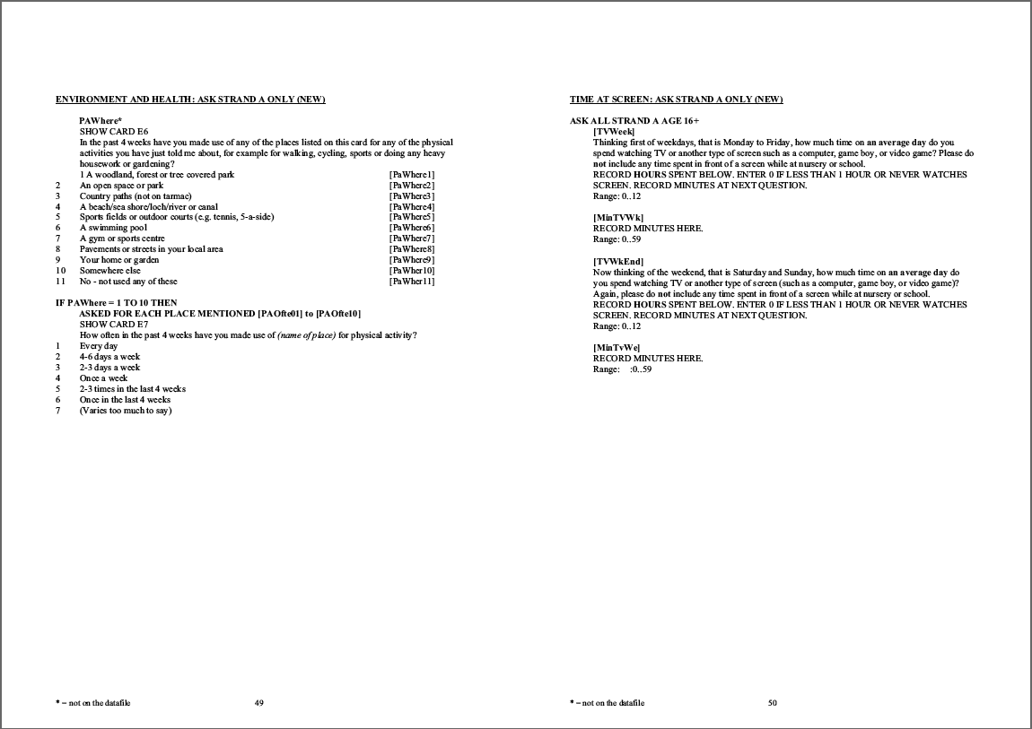 Household questionnaire, individual and nurse questionnaires