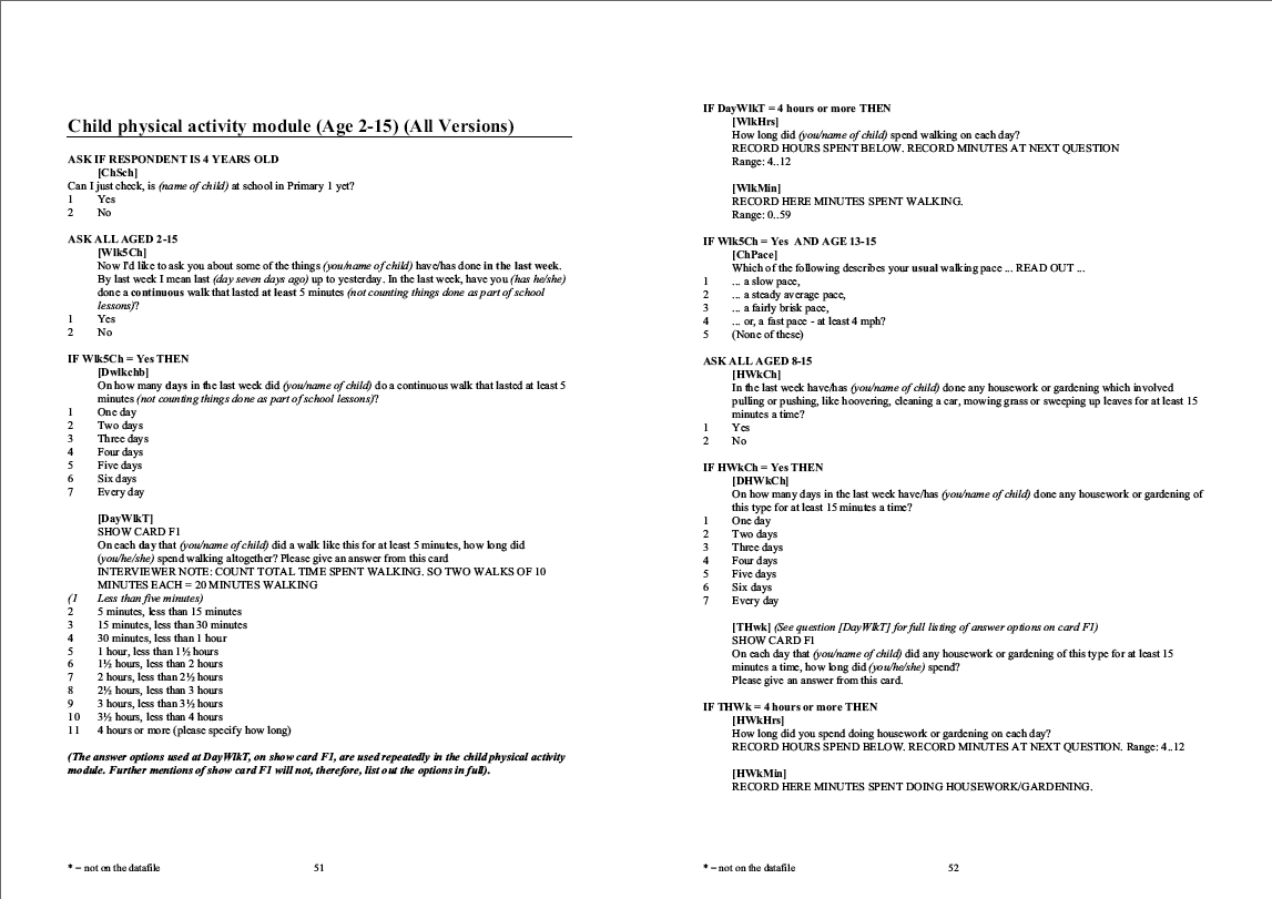Household questionnaire, individual and nurse questionnaires