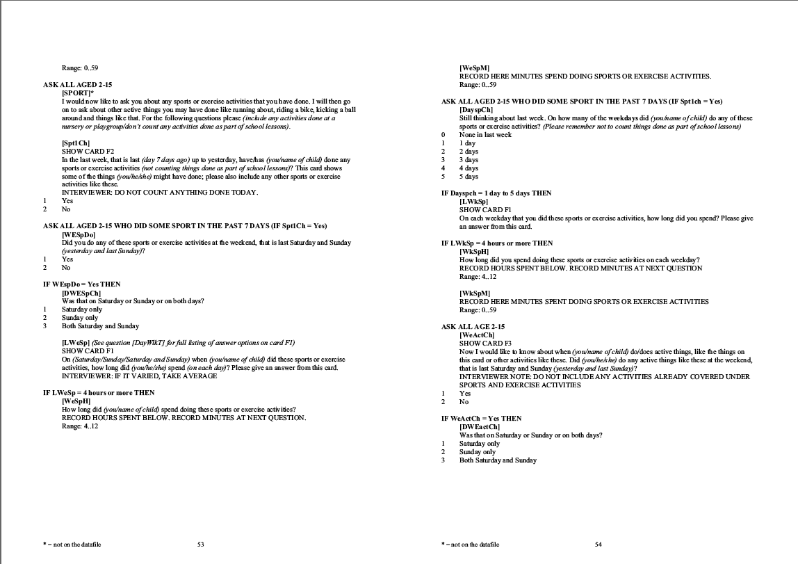 Household questionnaire, individual and nurse questionnaires