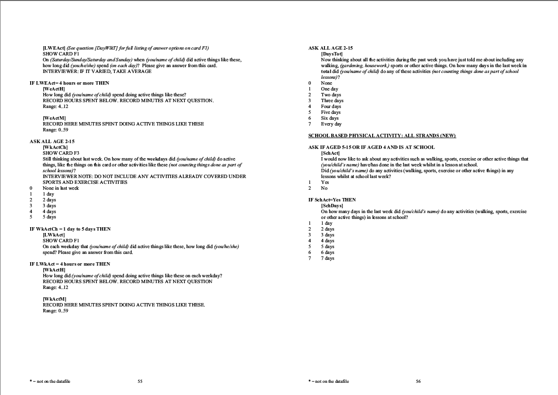 Household questionnaire, individual and nurse questionnaires
