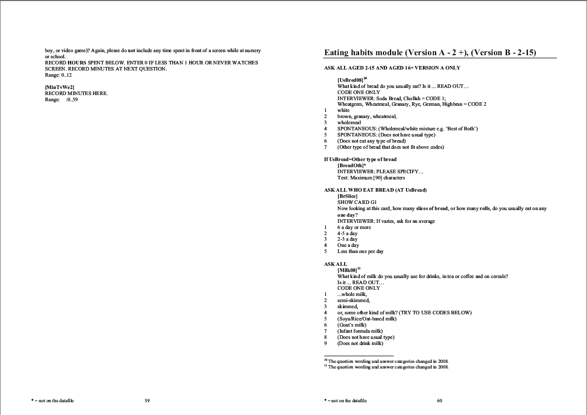 Household questionnaire, individual and nurse questionnaires