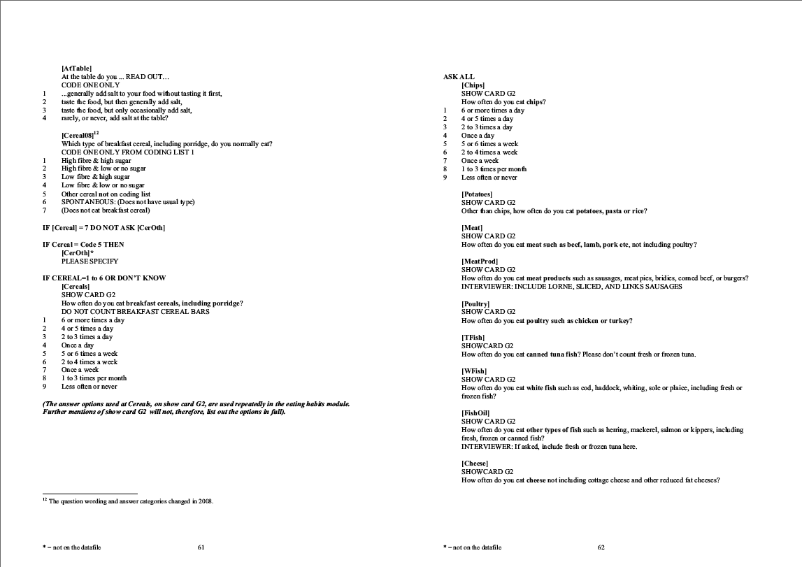 Household questionnaire, individual and nurse questionnaires