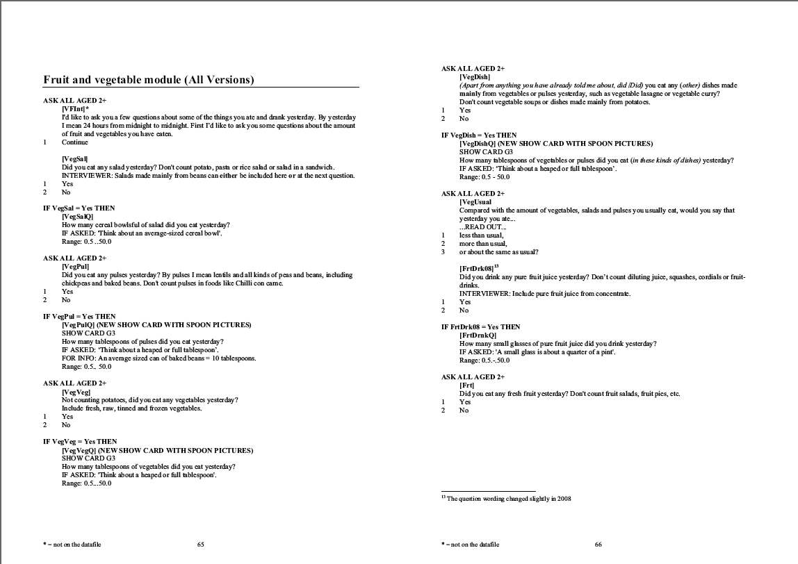 Household questionnaire, individual and nurse questionnaires