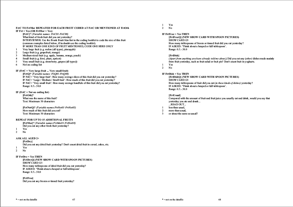 Household questionnaire, individual and nurse questionnaires