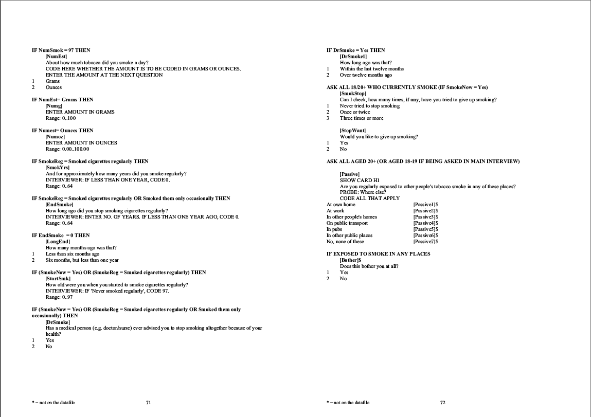 Household questionnaire, individual and nurse questionnaires