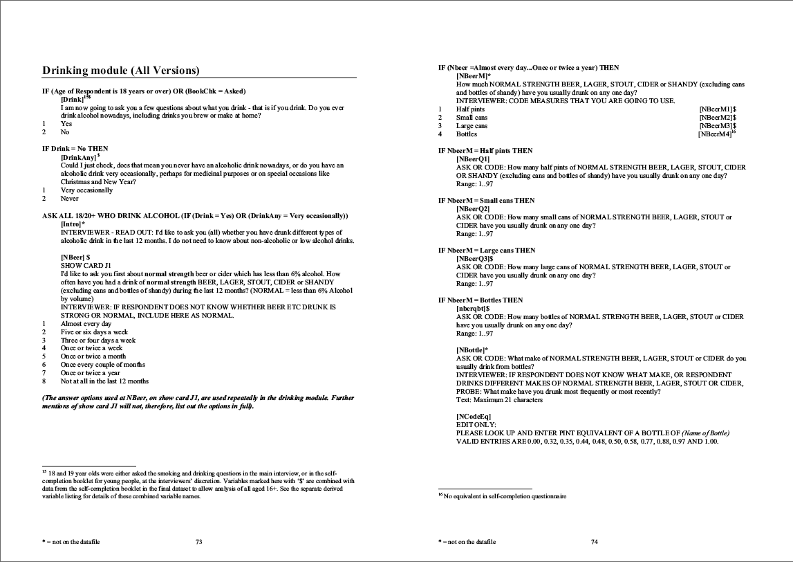 Household questionnaire, individual and nurse questionnaires