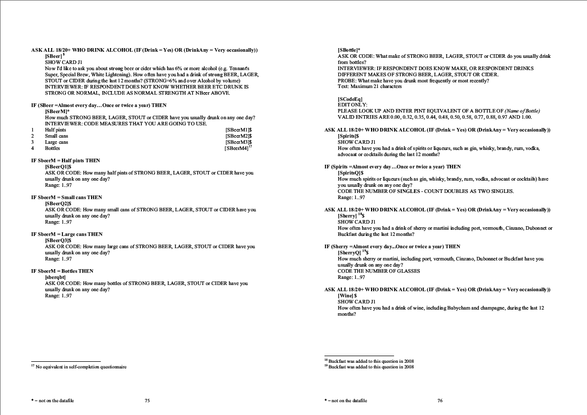 Household questionnaire, individual and nurse questionnaires