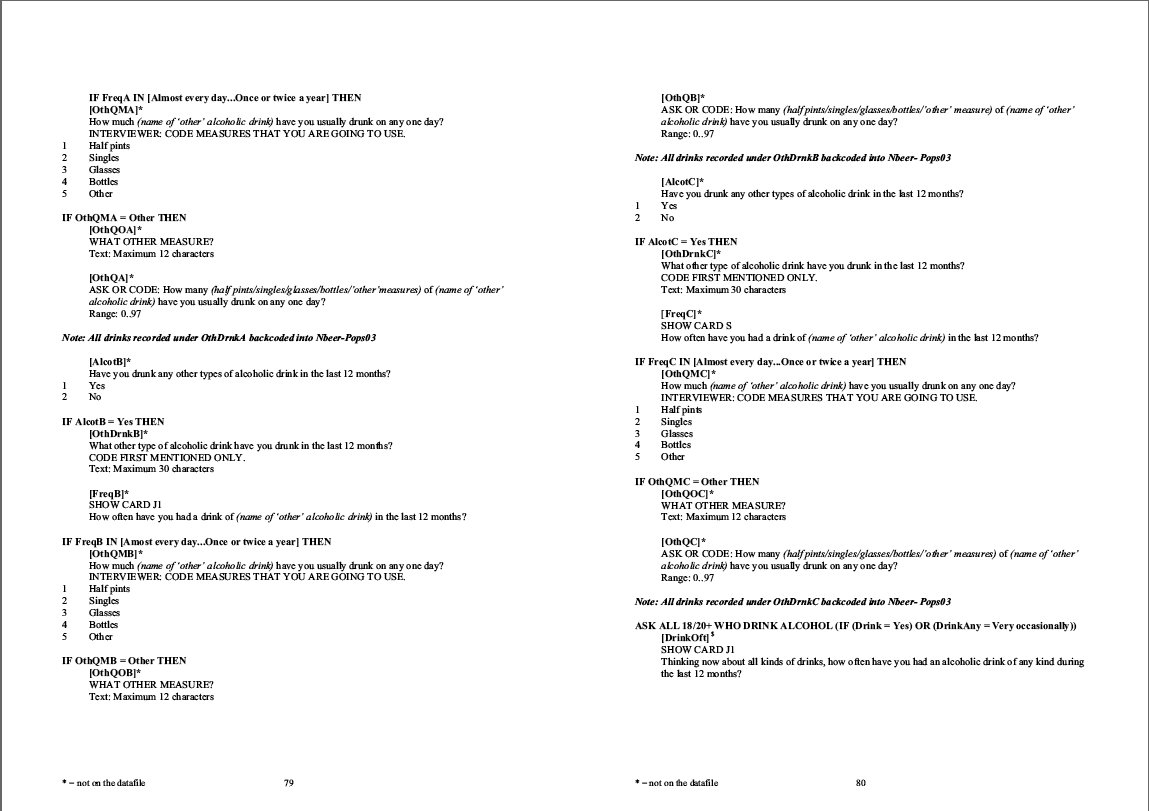 Household questionnaire, individual and nurse questionnaires