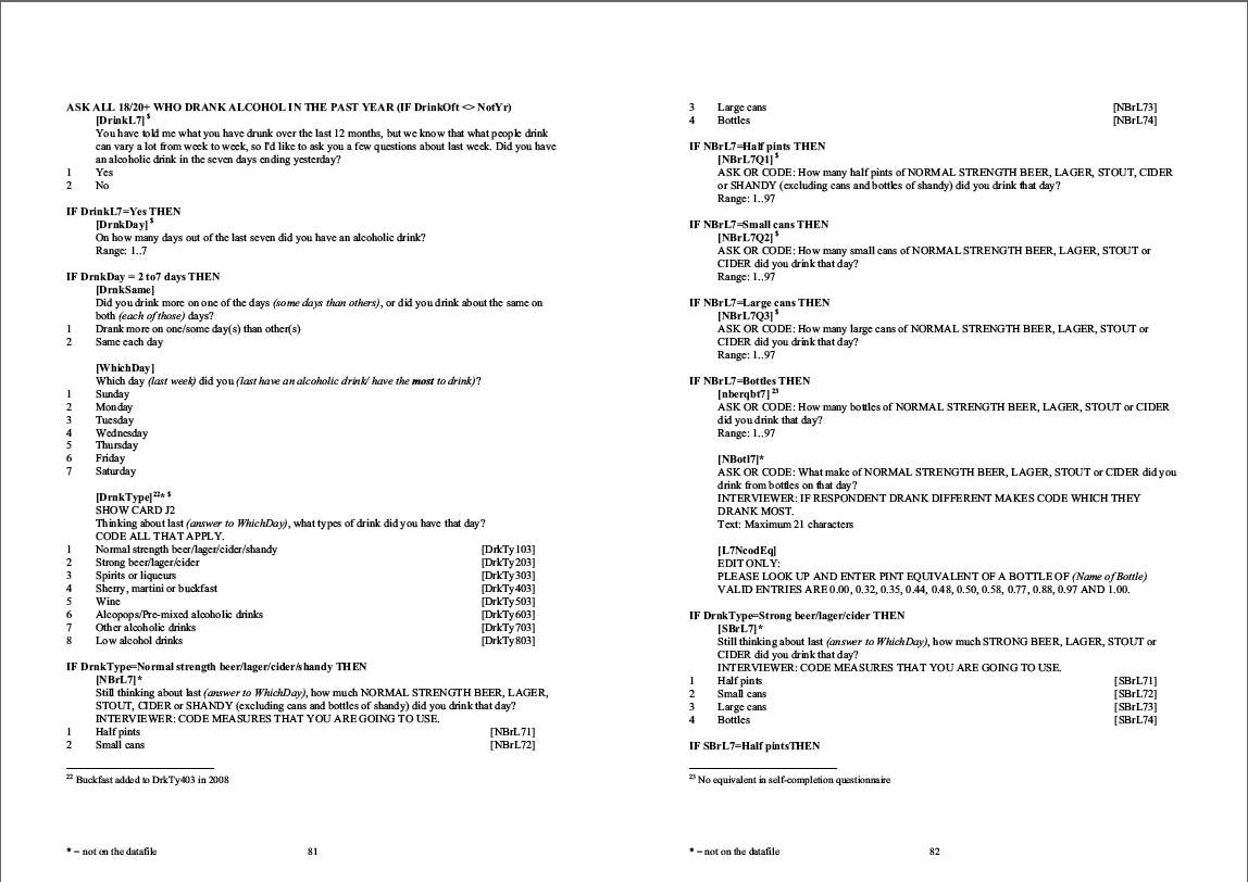 Household questionnaire, individual and nurse questionnaires