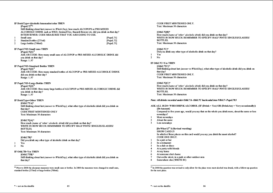 Household questionnaire, individual and nurse questionnaires