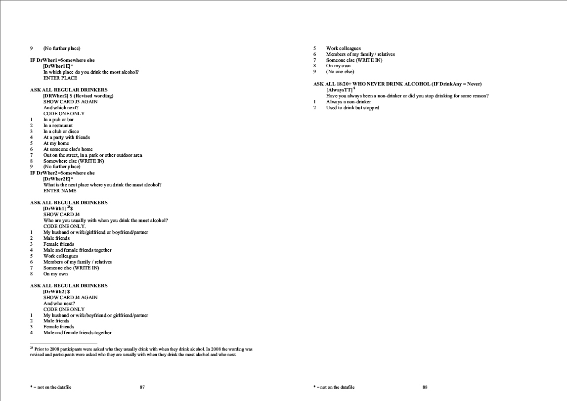 Household questionnaire, individual and nurse questionnaires