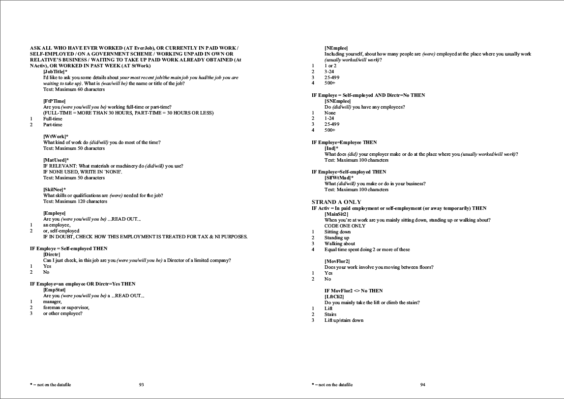 Household questionnaire, individual and nurse questionnaires