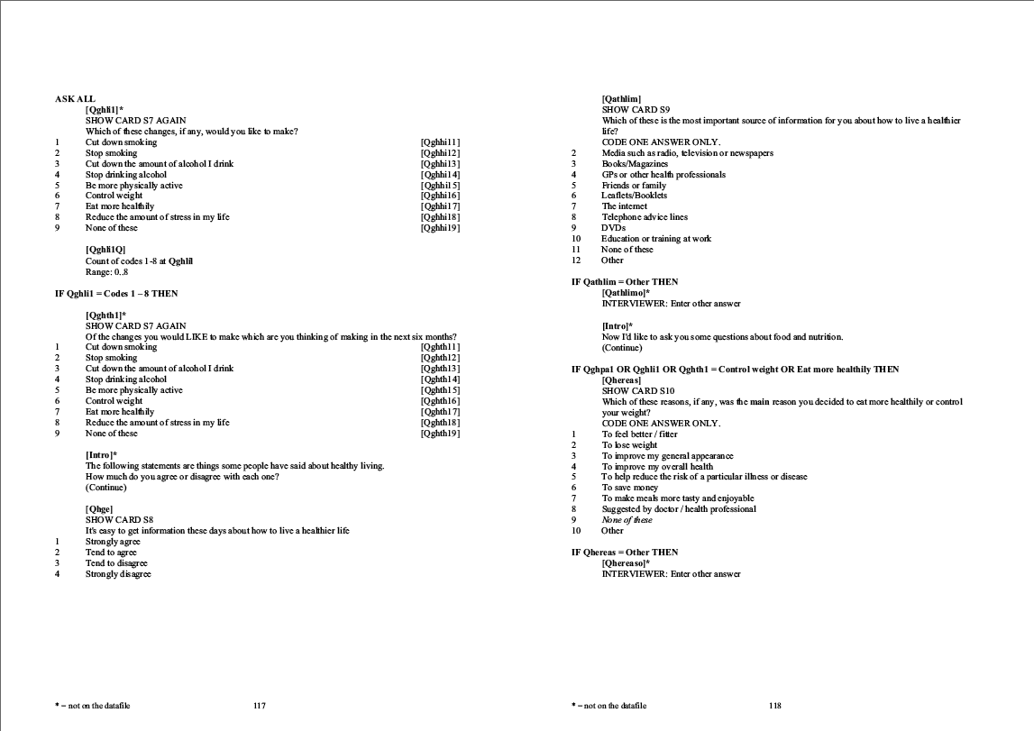Household questionnaire, individual and nurse questionnaires