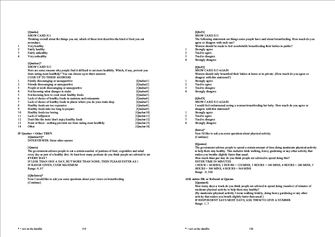 Household questionnaire, individual and nurse questionnaires