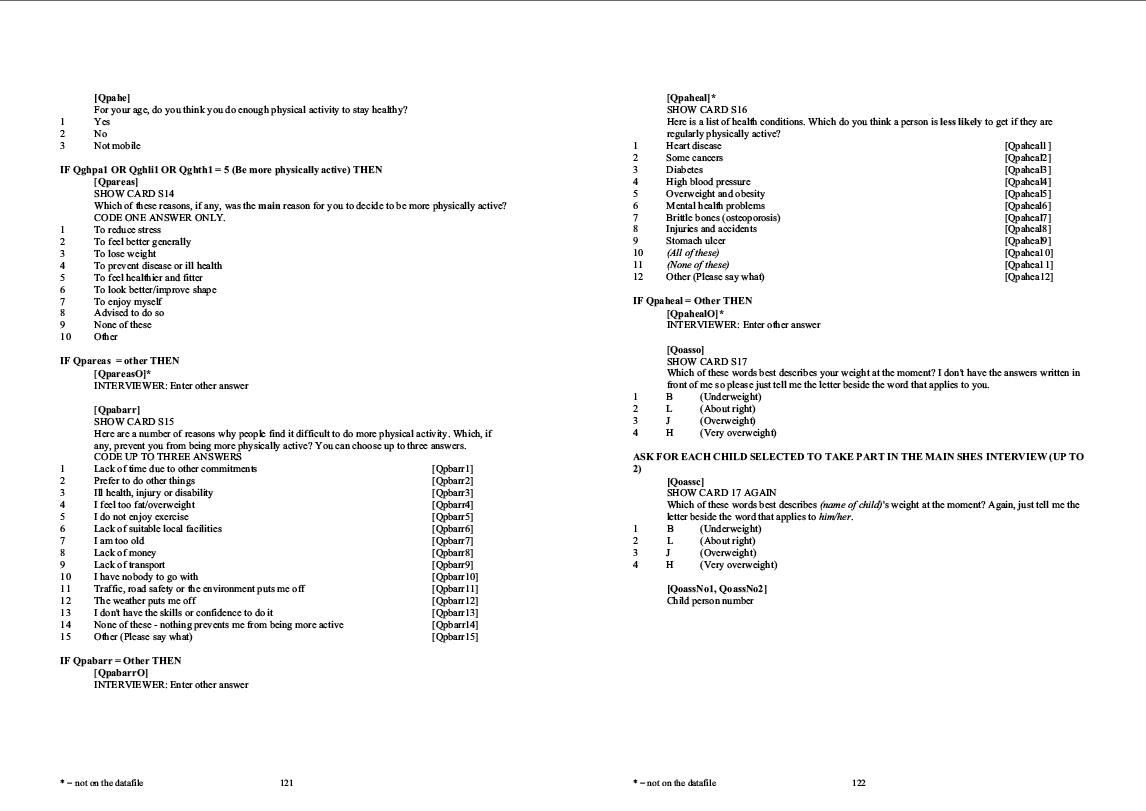Household questionnaire, individual and nurse questionnaires