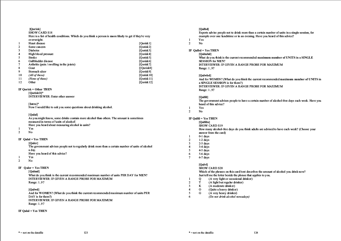 Household questionnaire, individual and nurse questionnaires