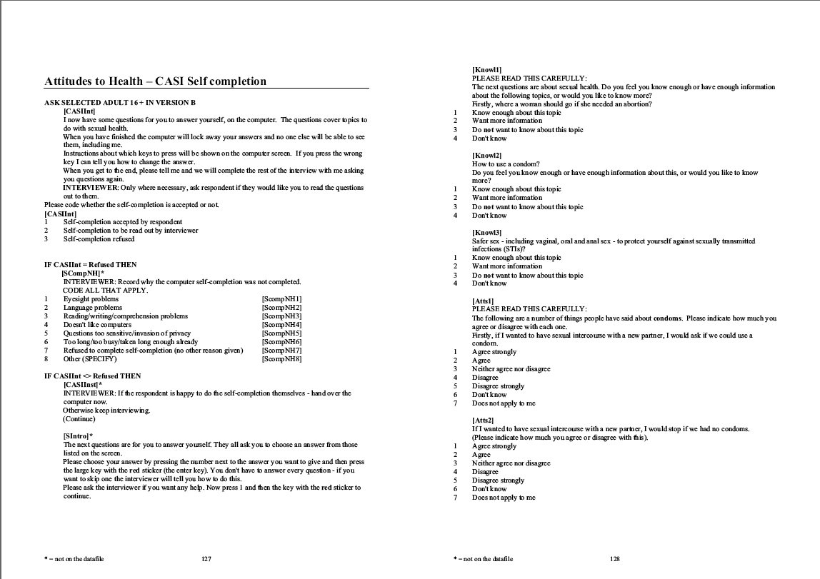 Household questionnaire, individual and nurse questionnaires