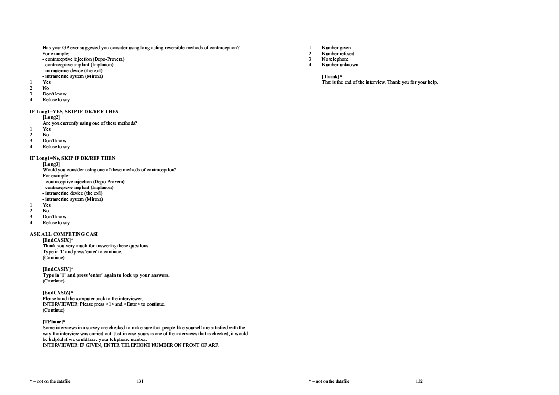 Household questionnaire, individual and nurse questionnaires