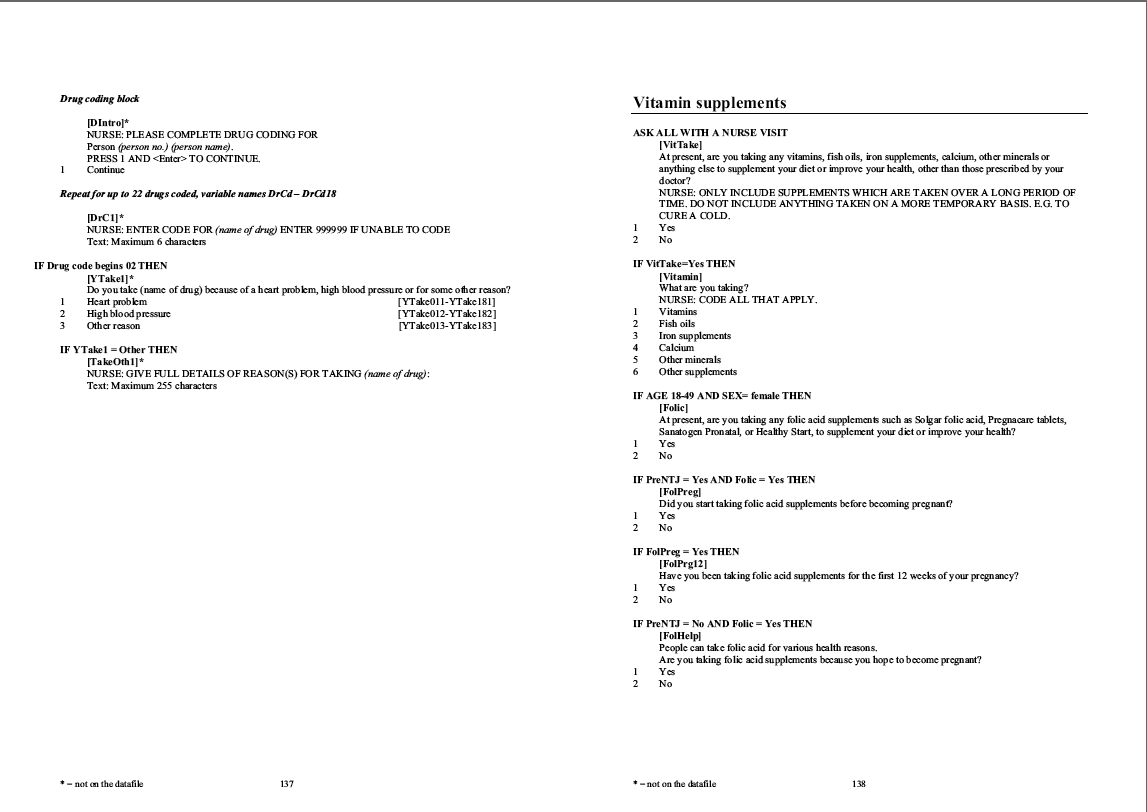 Household questionnaire, individual and nurse questionnaires