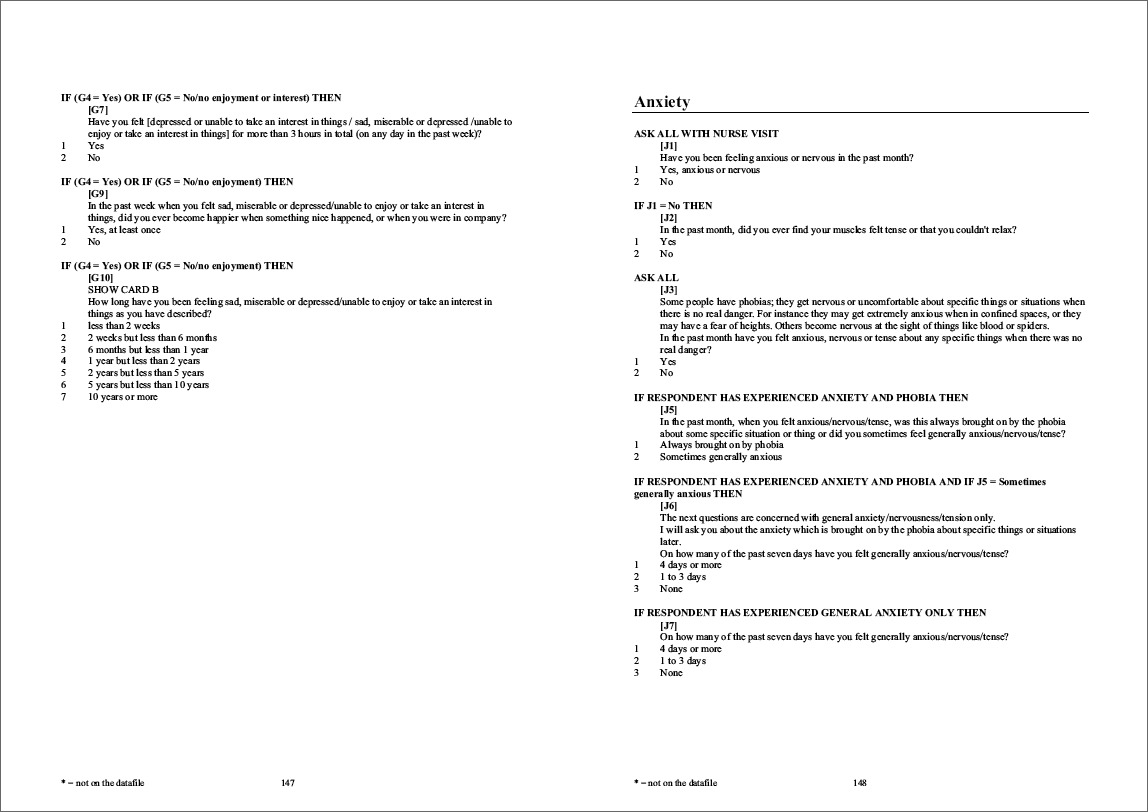 Household questionnaire, individual and nurse questionnaires