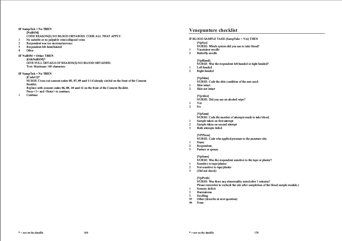 Household questionnaire, individual and nurse questionnaires