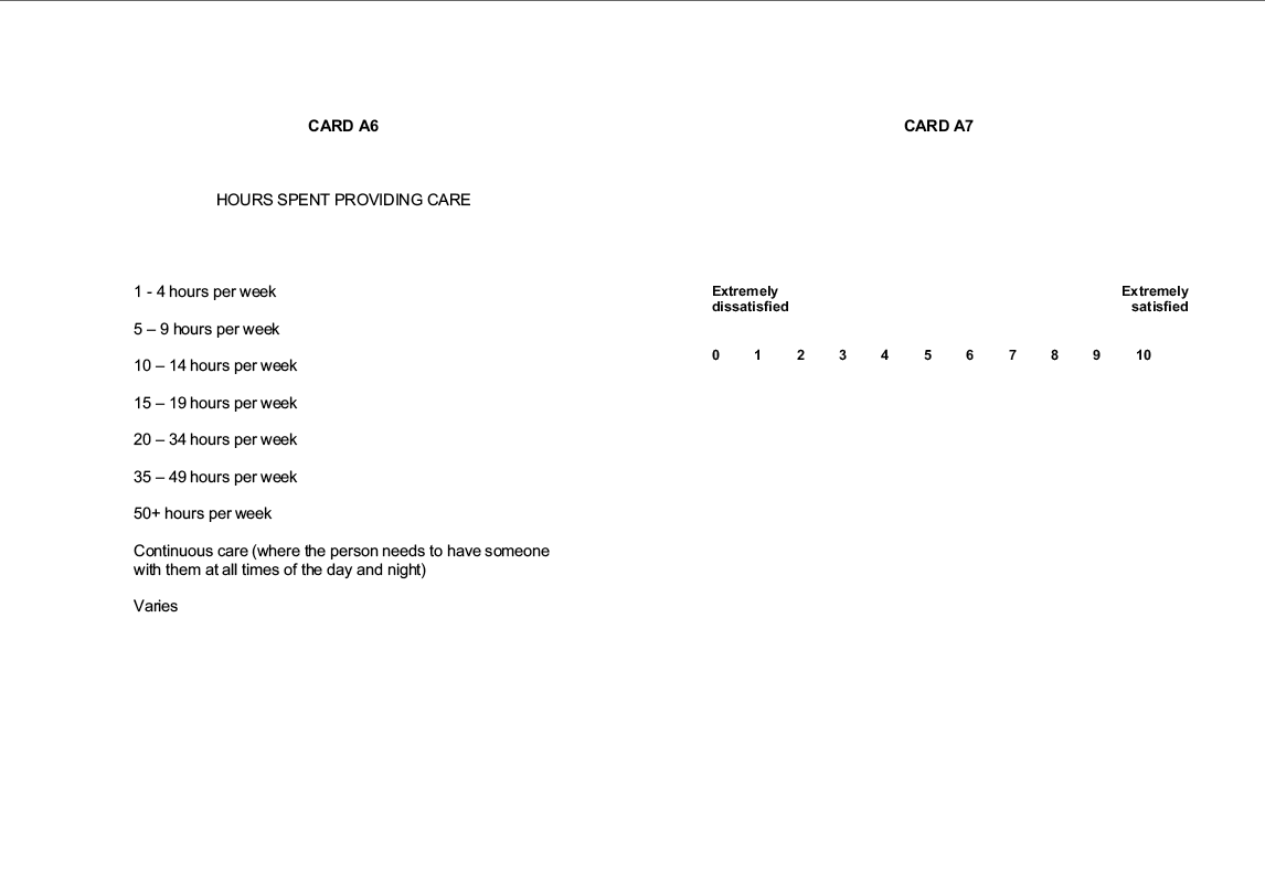 Stage 1 Show cards - Interviewer