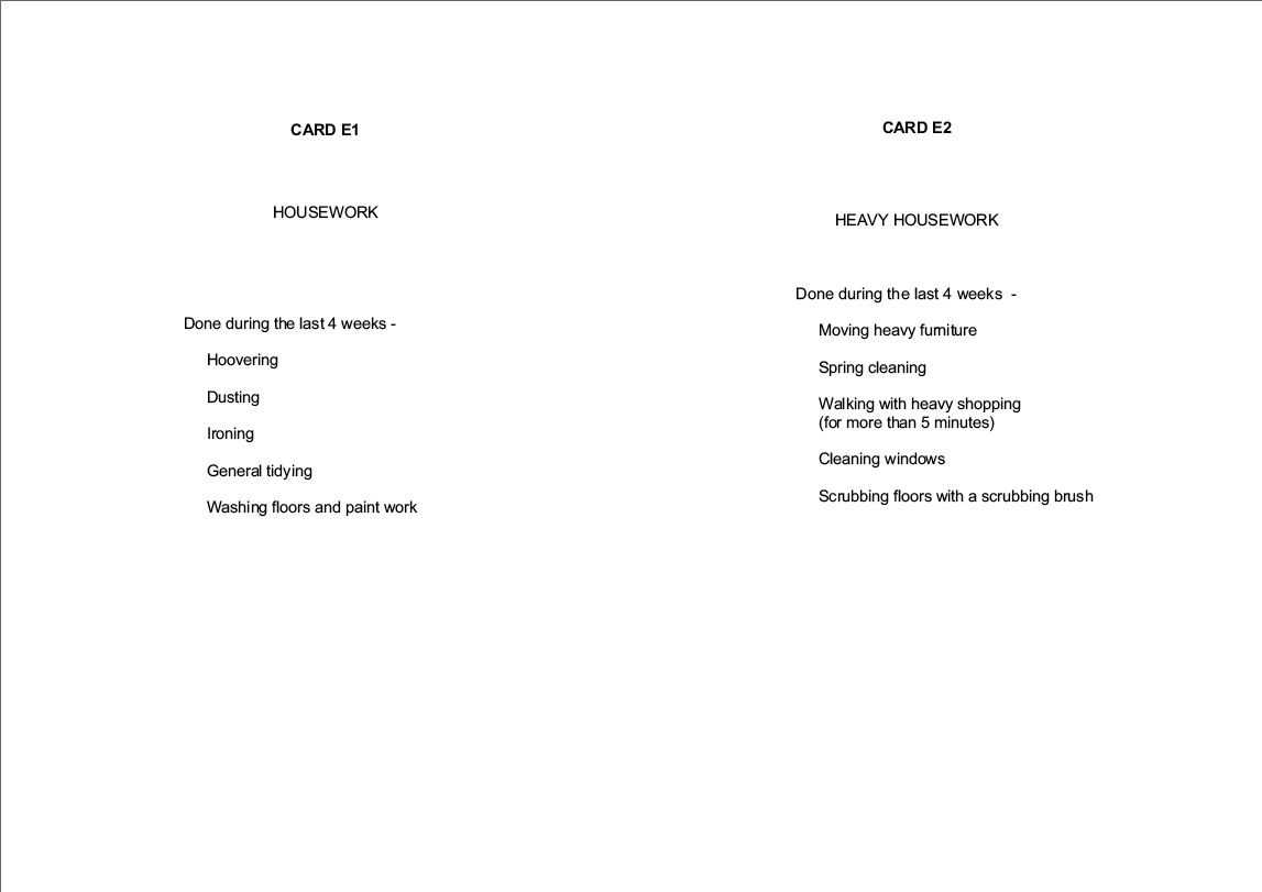 Stage 1 Show cards - Interviewer