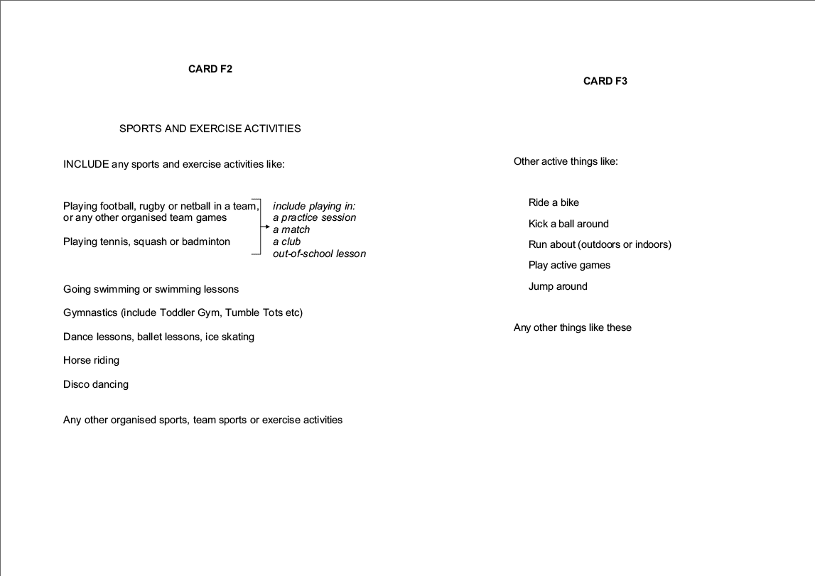 Stage 1 Show cards - Interviewer