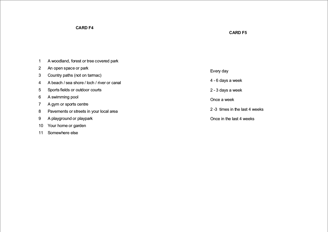 Stage 1 Show cards - Interviewer