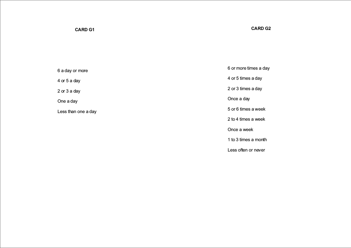 Stage 1 Show cards - Interviewer
