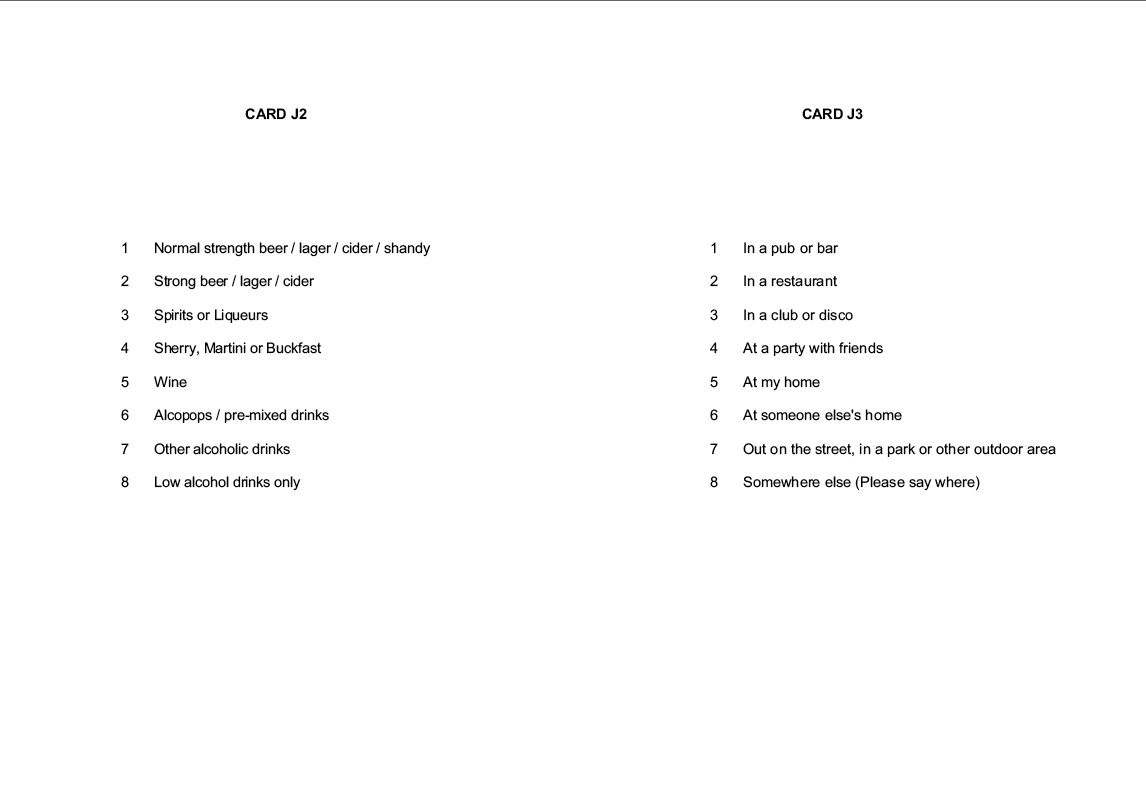 Stage 1 Show cards - Interviewer