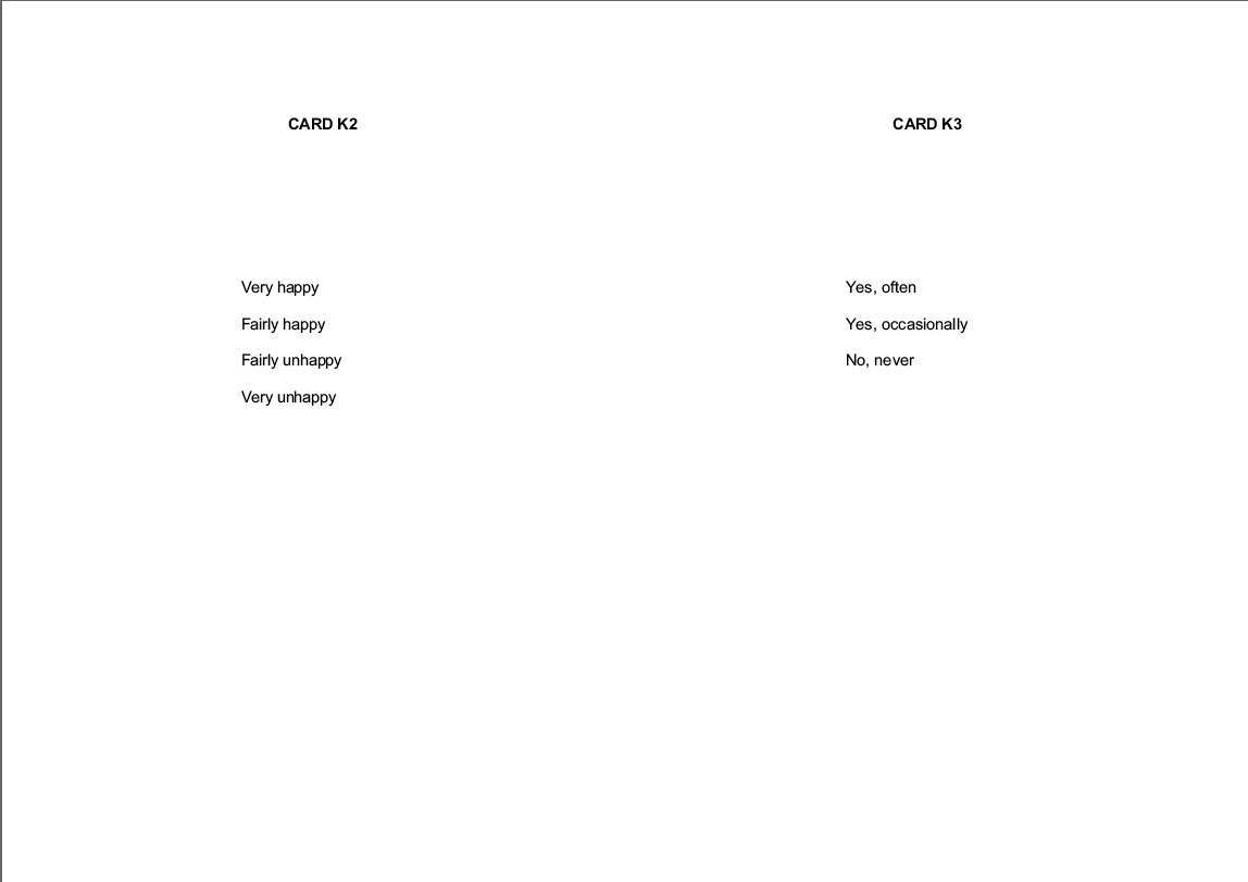 Stage 1 Show cards - Interviewer