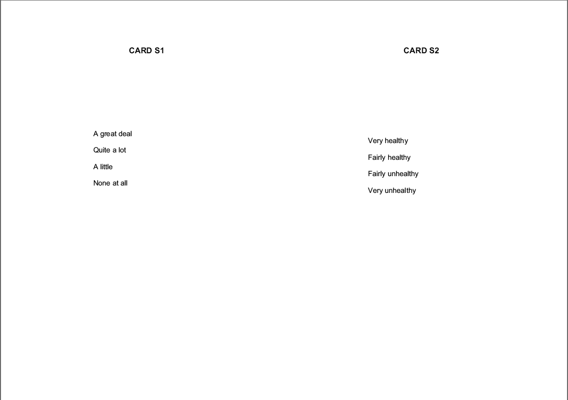Stage 1 Show cards - Interviewer