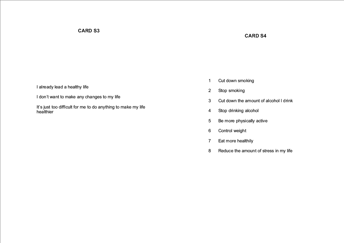 Stage 1 Show cards - Interviewer