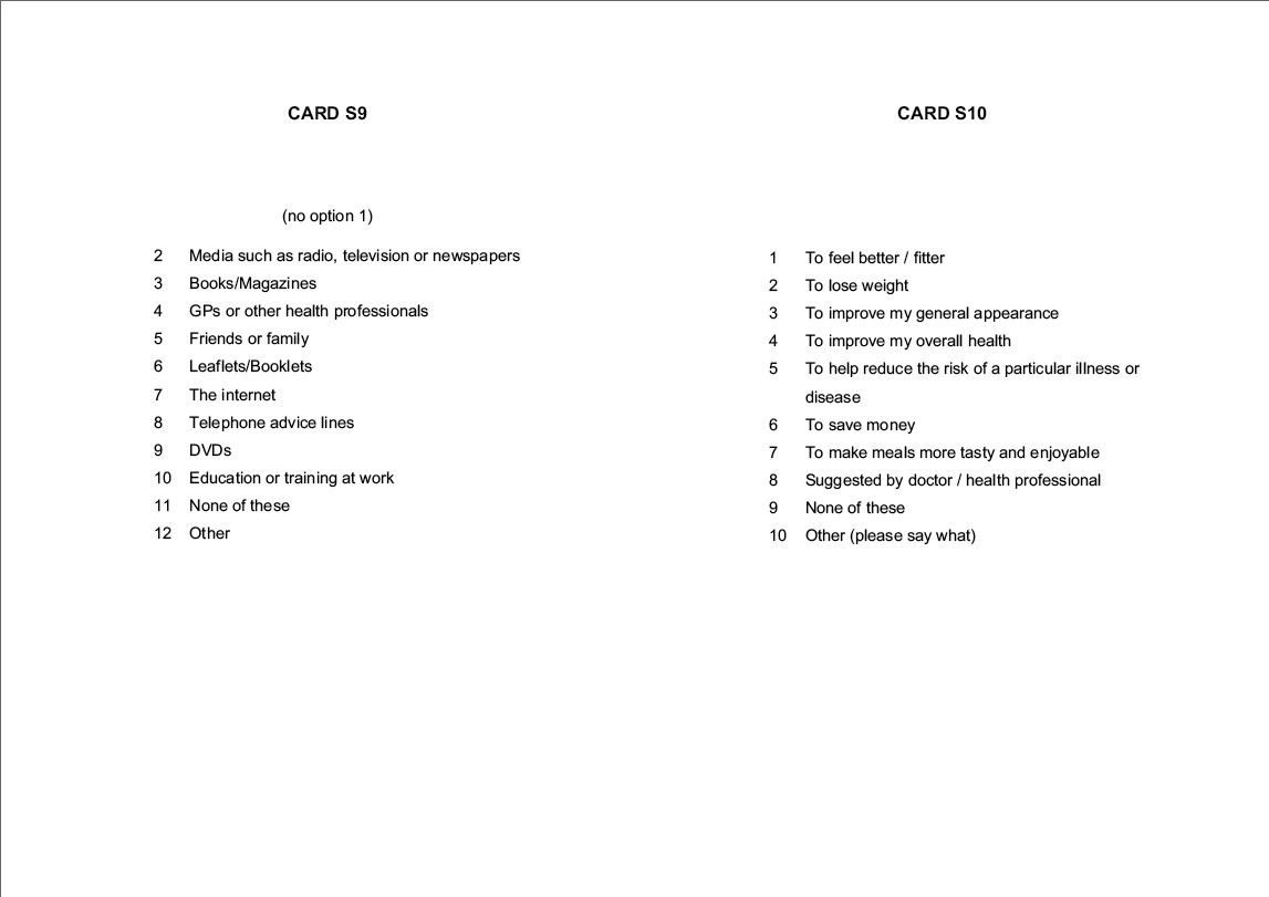 Stage 1 Show cards - Interviewer