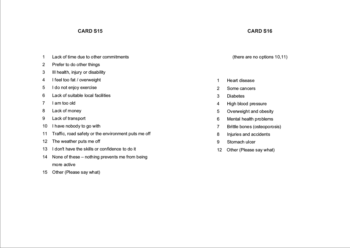 Stage 1 Show cards - Interviewer