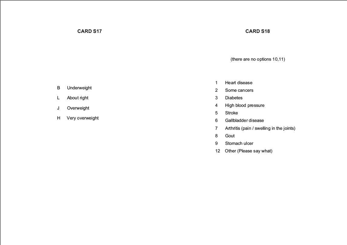Stage 1 Show cards - Interviewer