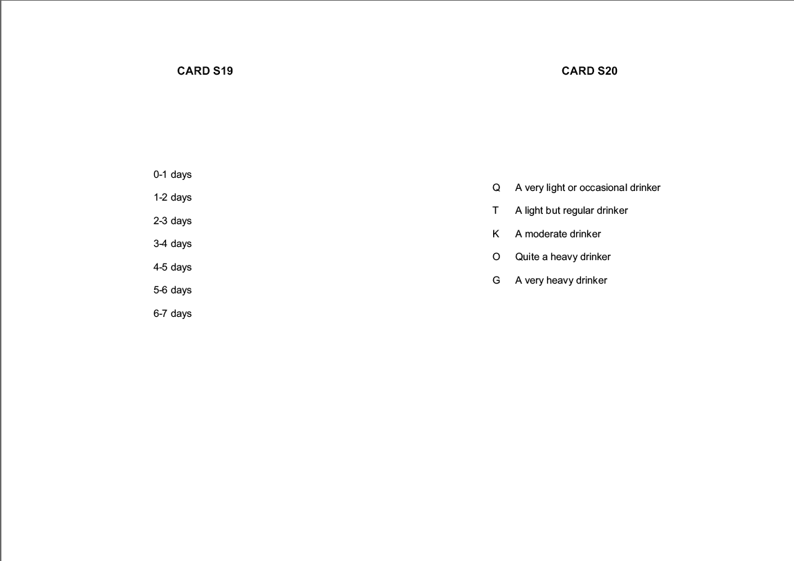 Stage 1 Show cards - Interviewer