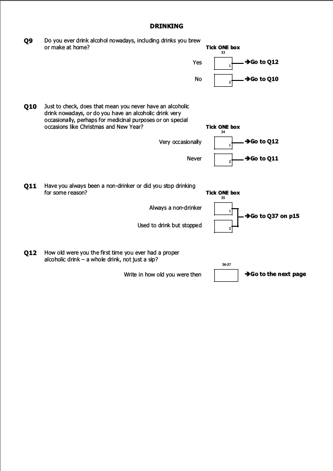 Self-completion booklet for young adults