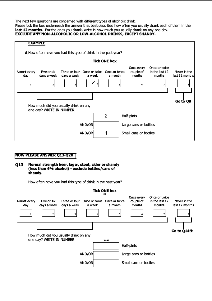 Self-completion booklet for young adults