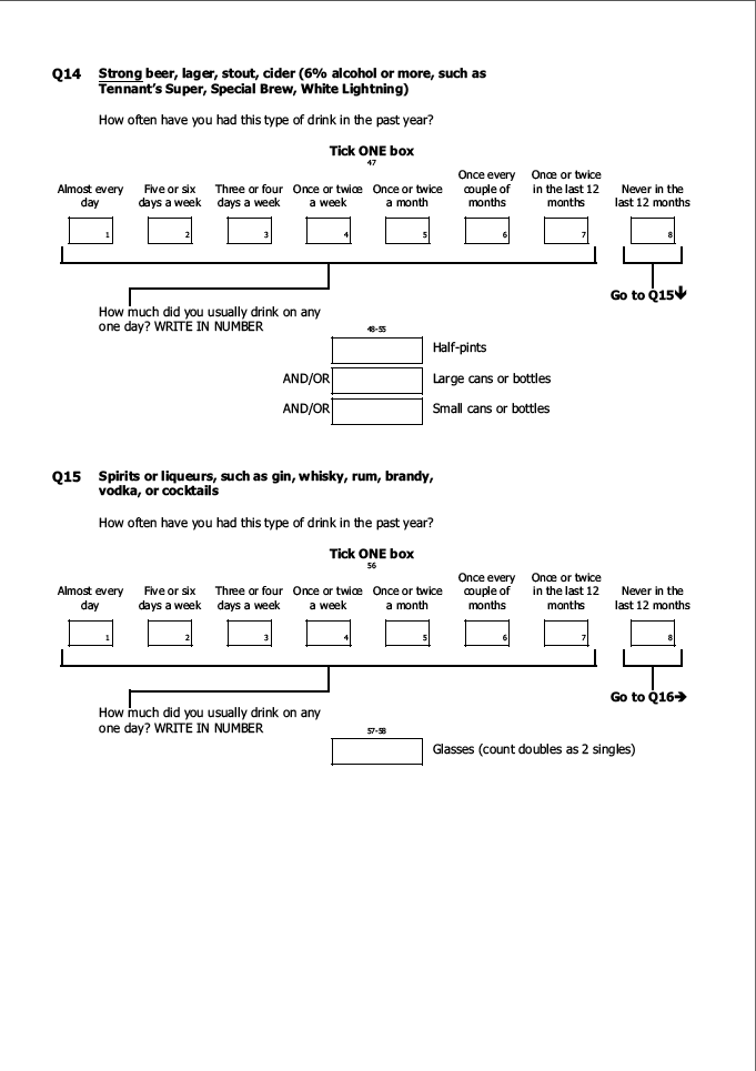 Self-completion booklet for young adults