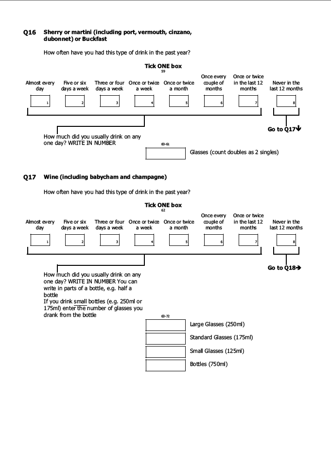 Self-completion booklet for young adults