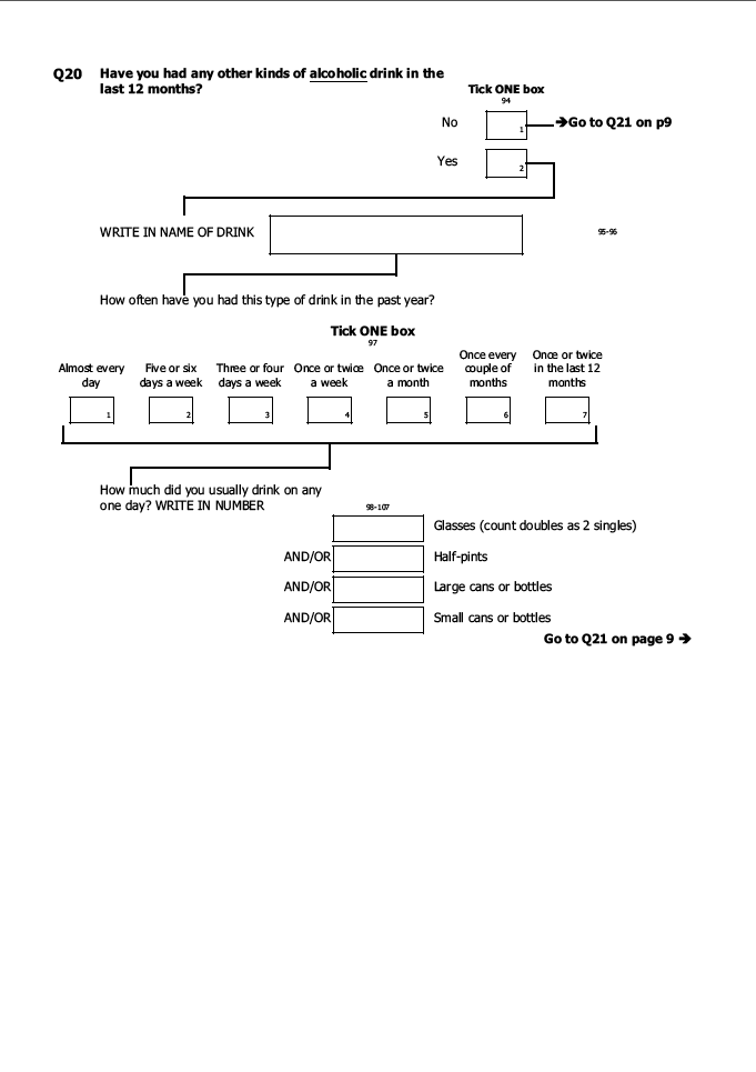 Self-completion booklet for young adults
