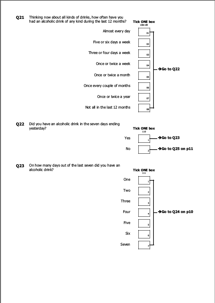 Self-completion booklet for young adults