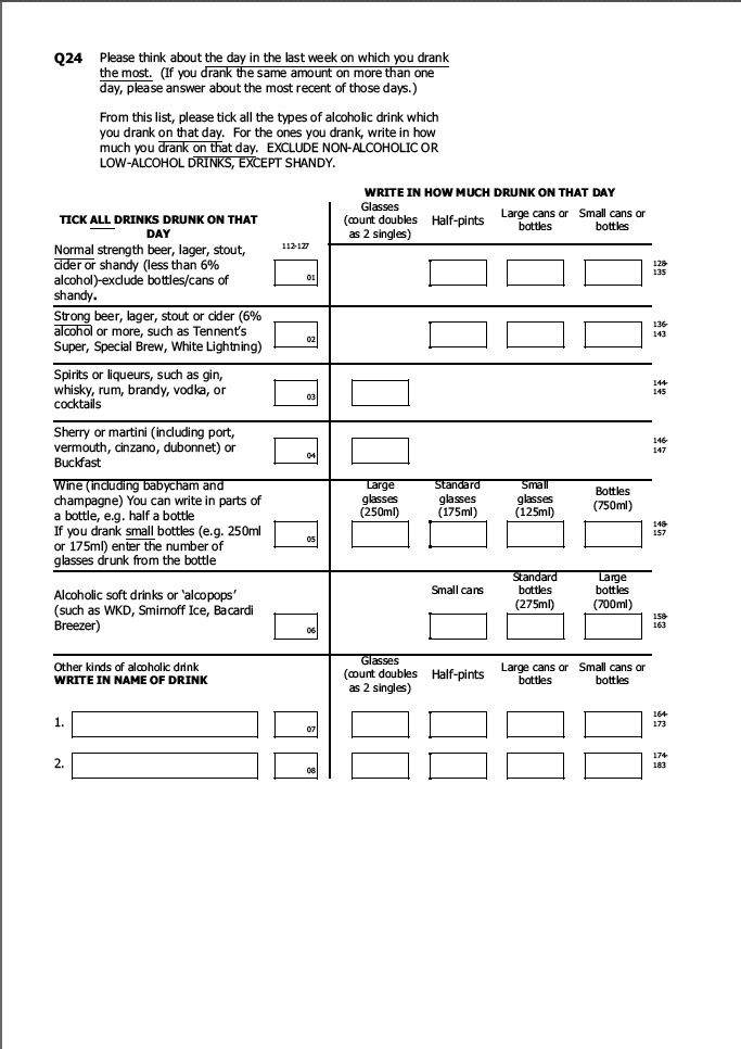 Self-completion booklet for young adults