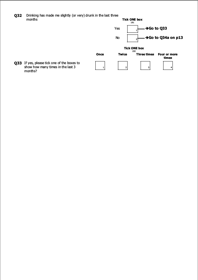 Self-completion booklet for young adults