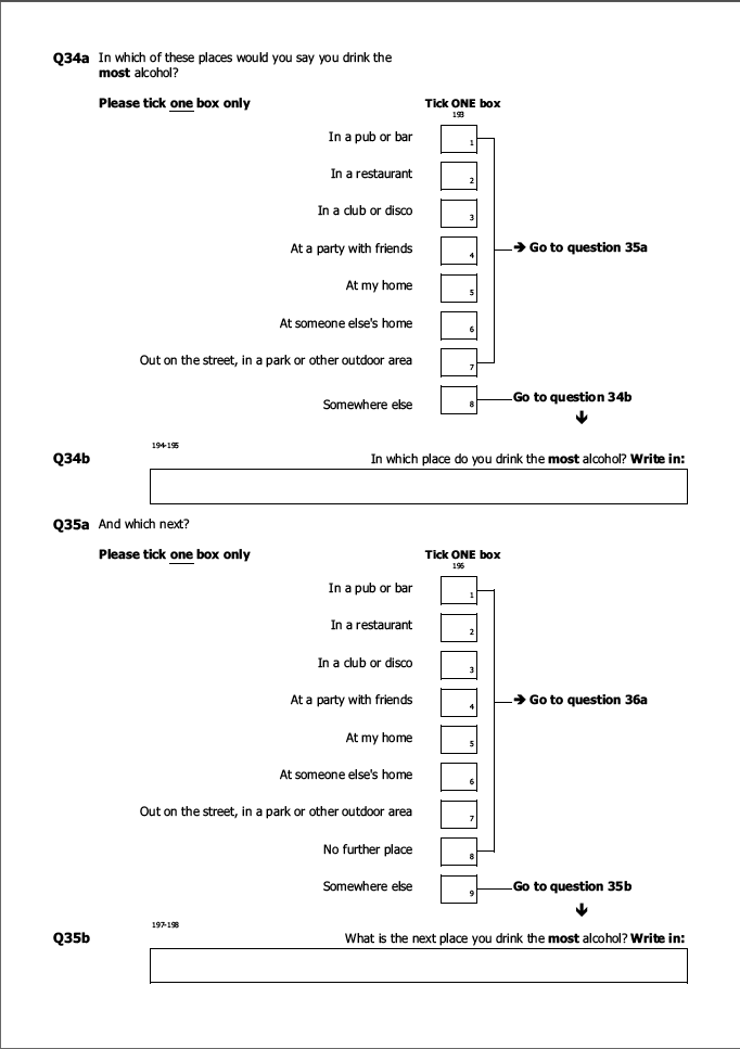 Self-completion booklet for young adults