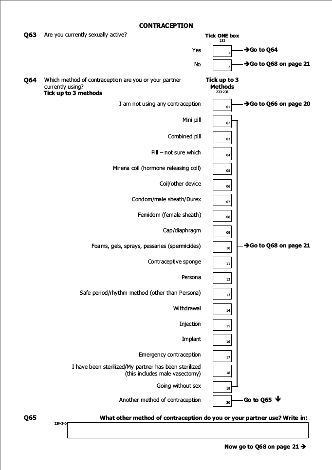 Self-completion booklet for young adults