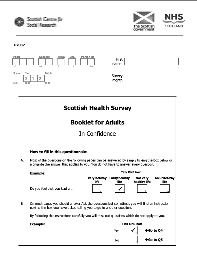 Self-completion booklet for adults