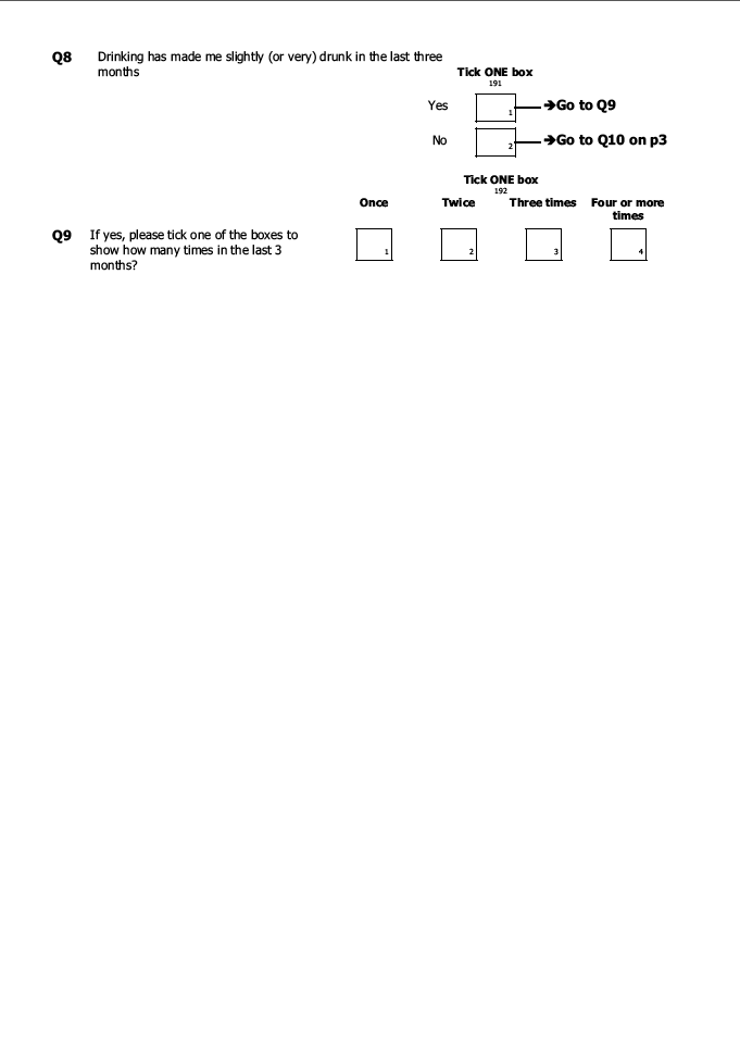 Self-completion booklet for adults